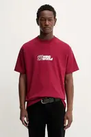 Bavlněné tričko Vans pánské, vínová barva, s potiskem, VN000PBSBRD1