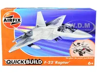Skill 1 Model Kit F22 Raptor Snap Together Painted Plastic Model Airplane Kit by Airfix Quickbuild