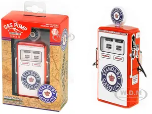 1954 Tokheim 350 Twin Gas Pump "Standard Gasoline" White and Red "Vintage Gas Pumps" Series 15 1/18 Diecast Replica by Greenlight