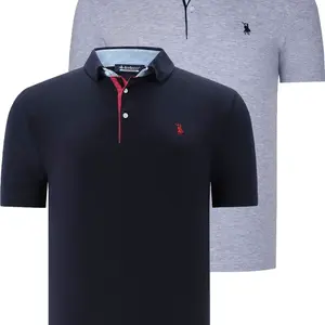 DUAL SET T8582 ROSNÉ PÁNSKE TRIČKO-NÁMORNÍCKA MODRÁ - ŠEDÁ