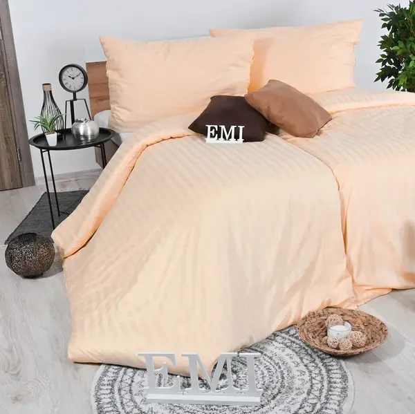 Obliečky damaškové broskyňové EMI Štandardný set jednolôžko obsahuje 1x 140x200 + 1x 70x90