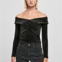 Women's velvet long sleeves with crossed ribs