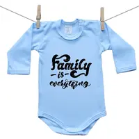Boodyy Modré body s dlhým rukávom Family is everything 56 (0-2 mesiace)