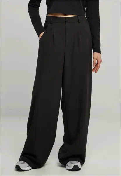 Women's trousers with ultra-wide pleated front black