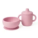 Detský silikónový set FreeON - ružový hrnček a miska