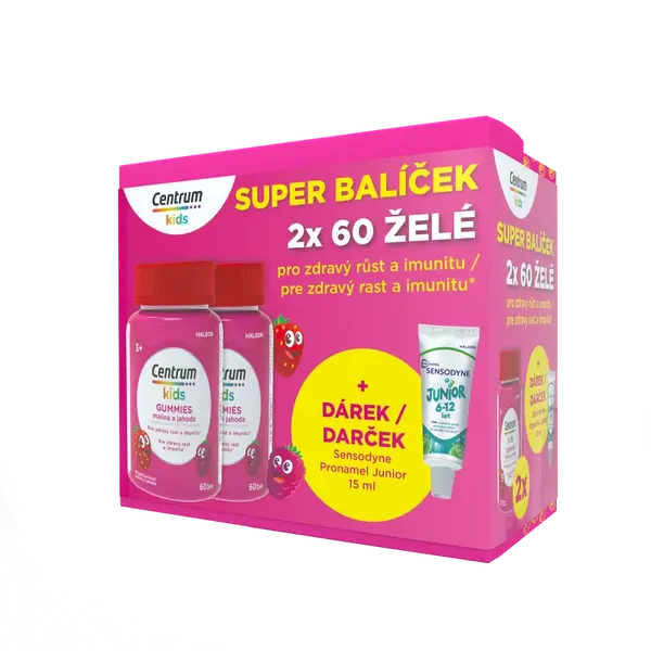 Centrum Kids Gummies malina a jahoda želé darčekové balenie