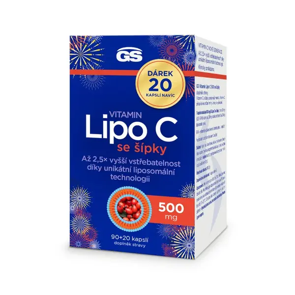 GS Vitamin Lipo C 500 mg se šípky 90+20 kapslí NAVÍC