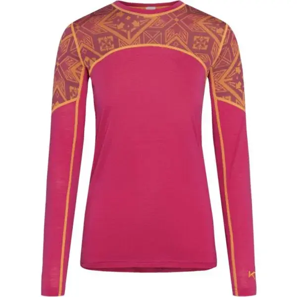 KARI TRAA ELOISE LS Dámské Merino triko, růžová, velikost