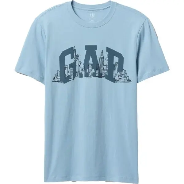 GAP NYC SKYLINE Pánské tričko, světle modrá, velikost