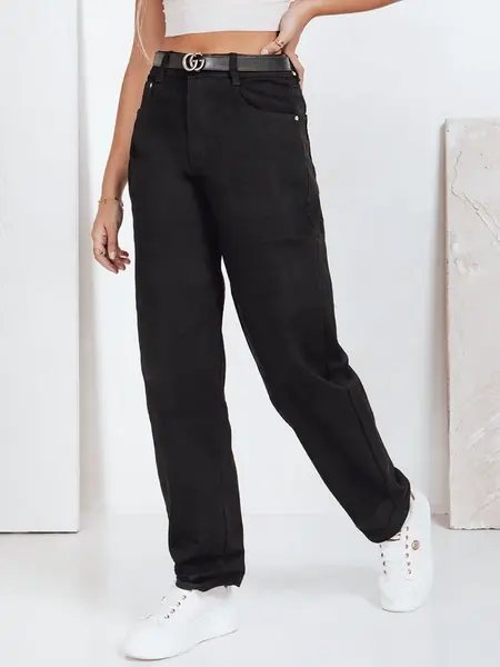 Jeansy damskie szerokie czarne Dstreet