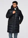Ombre Men's long quilted jacket with large pockets - black