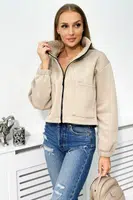 Cotton insulated sweatshirt with zipper light beige