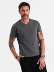 Ombre Men's BASIC classic cotton T-shirt with a serape neckline - graphite