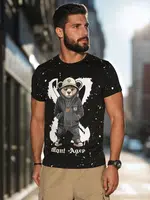 T-shirt męski z nadrukiem czarny Dstreet