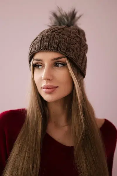 Kesi Čapica s fleece Warkocz K226 mocca