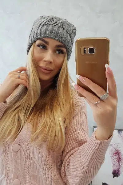 Kesi Čapica s fleece Sylwia K244 svetlo šedá