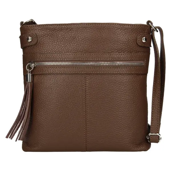 Dámska kožená crossbody kabelka Italia Laura - tmavo hnedá