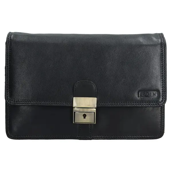 Pánske kožené etue Lagen Oliver - čierna