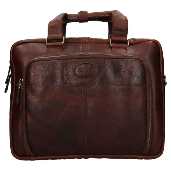 Pánska kožená taška na notebook Ashwood Bens - hnedá