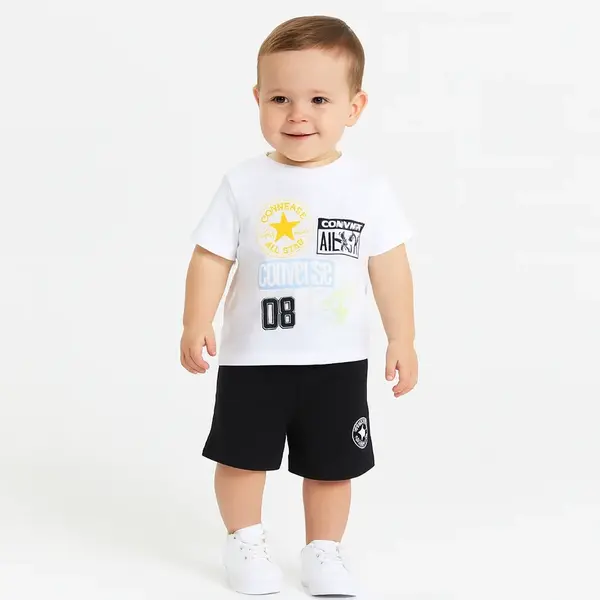 Converse logo aop ss tee + short set 86-92 cm