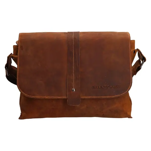 Pánska kožená taška cez rameno Greenwood James - koňak