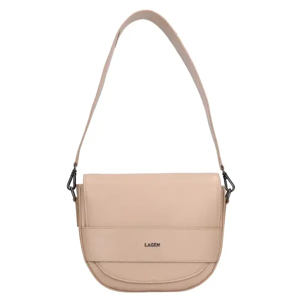 Dámska kožený kabelka Lagen Balanc - béžová