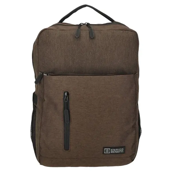 Moderní pánský batoh Enrico Benetti Rosín, polyester, na notebook 15" − hnědá 18l