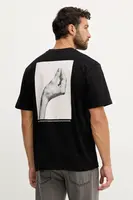 Bavlněné tričko United Colors of Benetton pánské, černá barva, s potiskem, 3MI5U10AX