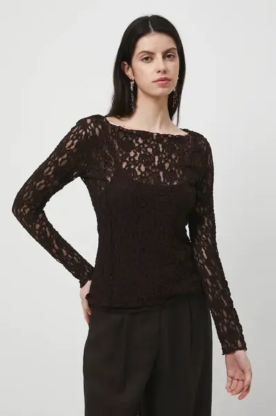 Tričko s dlouhým rukávem Medicine dámské, hnědá barva