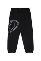 Dětské bavlněné tepláky Diesel PMARKYMEGOVALD TROUSERS černá barva, s potiskem, J02272