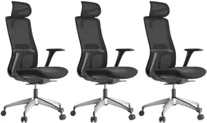 MERCURY 3PACK Ergonomická kancelářská židle WISDOM, černý plast, černá (3 ks)