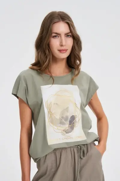 Marisse Olive Printed T-Shirt