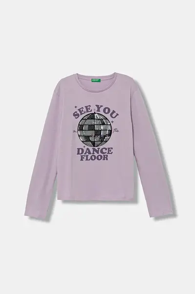 Dětské bavlněné tričko s dlouhým rukávem United Colors of Benetton