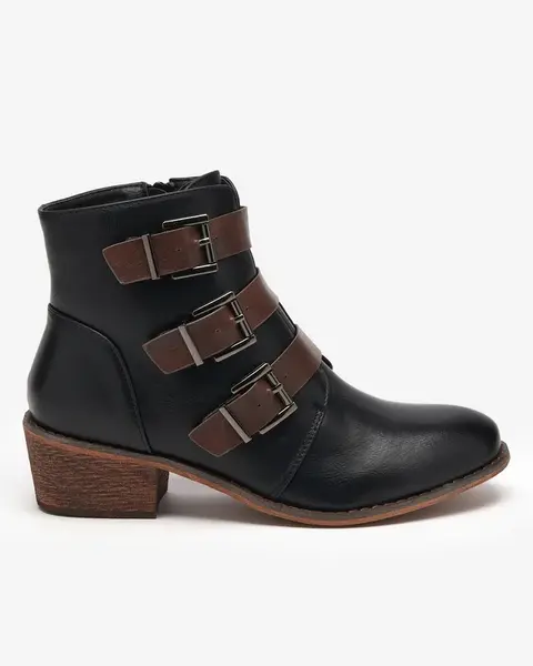 Resti Black ankle boots on a low post Asteria - Footwear