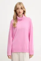 Vlněný svetr Liu Jo dámský, růžová barva, s golfem, TF5179.MS026