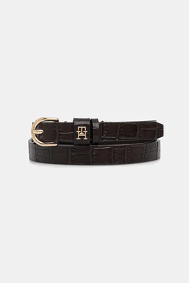 Kožený pásek Tommy Hilfiger dámský, hnědá barva, AW0AW17758