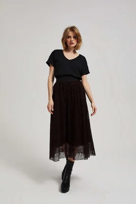 Marisse Chestnut Flared Midi Skirt