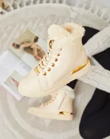 Resti Beige lacquered women's insulated Sylnina boots