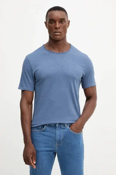 Bavlněné tričko United Colors of Benetton pánské, béžová barva, 3JE1J19A5