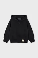 Dětská mikina Mayoral černá barva, s kapucí, hladká, 4449