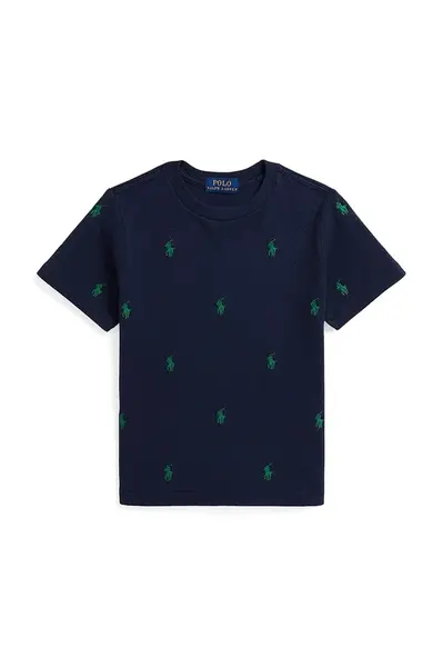Dětské bavlněné tričko Polo Ralph Lauren tmavomodrá barva, 322844626012