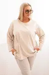 Kesi Włoski Dámská blůza Plus Size s bavlnou, kapsou a ohrnutým rukávem kiwi