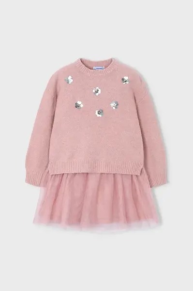 Dívčí šaty Mayoral růžová barva, mini, 4918