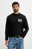 Bavlněná mikina Tommy Jeans pánská, černá barva, s potiskem, DM0DM22093