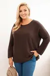 Kesi Włoski Dámsky sveter plus size s lodičkovým výstrihom hnedý