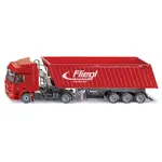 SIKU Super - Kamión s vyklápacím vlekom červený/žltý 1:50