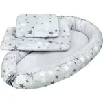 Luxusné hniezdočko s perinkou pre bábätko New Baby bielo-sivé hviezdičky