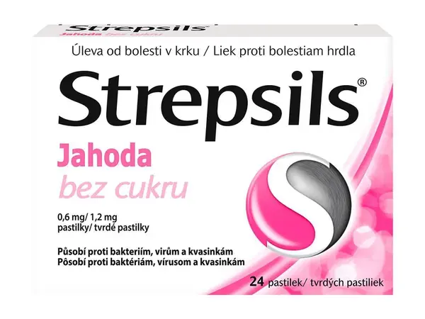 Strepsils jahoda bez cukru 24 pastilek