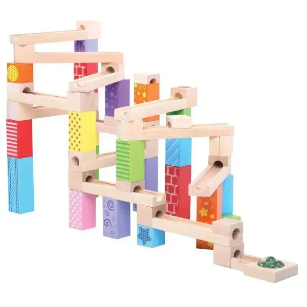 Bigjigs Toys Drevená guličková dráha farebná