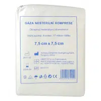 Gáza Hydrofilní Kompresy Nesterilní 7,5x7,5cm,8 vrstev,17 nití,100%ba,100ks